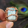 thumbnail image 2 of Natural Blue Aragonite Gemstone Handmade Copper Wire Wrap Ring Size 7.5, 2 of 4