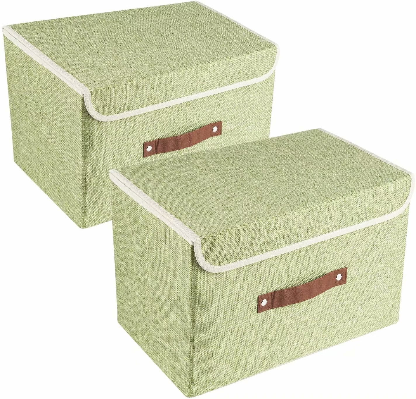 Pack Of 4 Durable Quality Fabric Stroage Box Linen Foldable with Lids Small New 