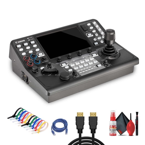 Canon RC-IP1000 PTZ Camera Controller with Touchscreen, IP & Serial Control Bundle with Ethernet Cable, Video Cable (International Model)