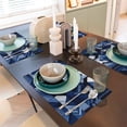 thumbnail image 6 of Linen Placemat With 18×12in Double Stitching Is Effectively Insulated And Foldable For Family Hotel Picnic Trips Midnightblue Geometric Patterns_4 Four Pieces, 6 of 8