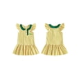thumbnail image 2 of BemeyourBBs Toddler Baby Girl Golf Dress Outfits Summer Striped Dress Golf Embroidered Ruffled Trim Crew Neck Flying Sleeve A Line Dress, 2 of 9