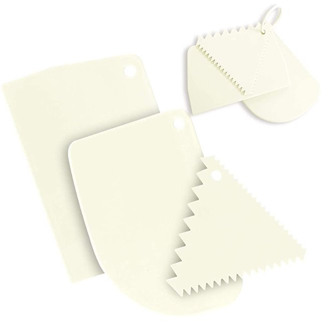 Raspador de masa de plástico de 3 piezas: raspadores de masa, herramienta para alisar pasteles Raspador de masa LingWen 1327533400411