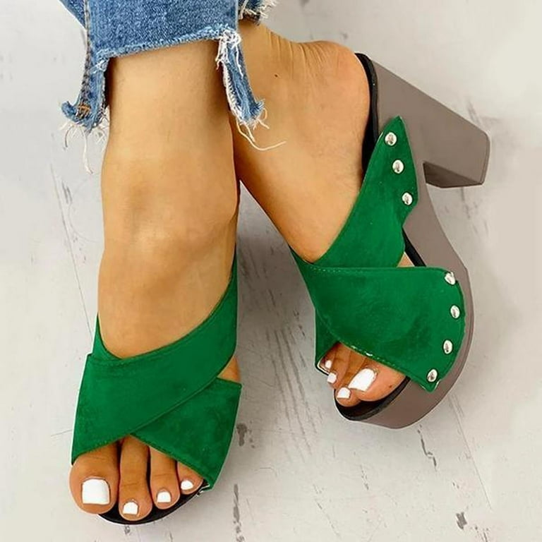 Cross strap platform block hotsell heels