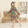 thumbnail image 2 of FORMRS Niños Bathrobe Unisex Hooded Robe Soft Plush Pajamas Sleepwear, Size 7-9T, Blooming Flowers, 2 of 7