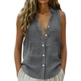 thumbnail image 6 of Summer Cotton Linen Vest for Women UK, Ladies Sleeveless Tank Tops V-Neck Blouse Button-Down T Shirts Loose Casual Vests Basic Lightweight Tee Plus Size Cheesecloth Clothing, 6 of 7