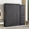 thumbnail image 4 of Newest Full Size Murphy Bed with Wardrobe , Drawers, Storage Bed, can be Folded into a Cabinet, Gray, 4 of 9