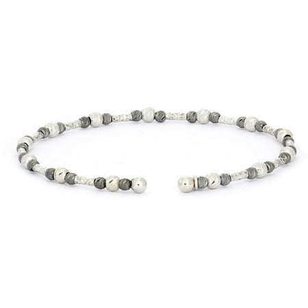 Giuliano Mameli Sterling Silver White and Black Rhodium Bracelet with Large and Small Round and Oval Faceted Beads