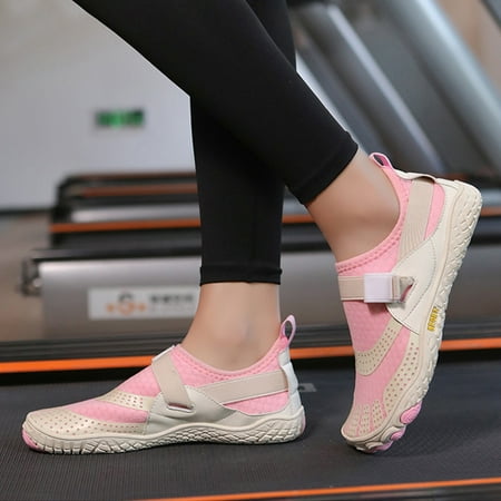 

YOUSNH Couple Sports Shoes Outdoor Wading Non Beach Shoes Diving Shoes Swimming Riding Fitness Plus Size Five Fingers Shoes Sneakers for Men Pink 7.5