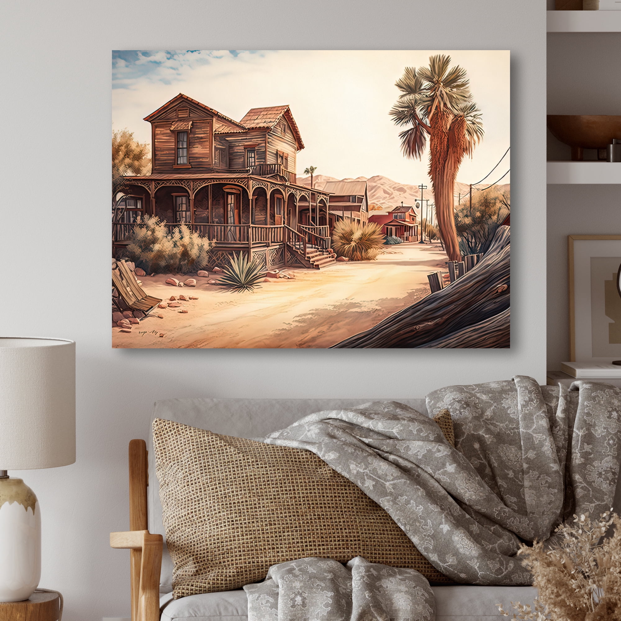 Designart Arizona Large Wild West Town Canvas Wall Art