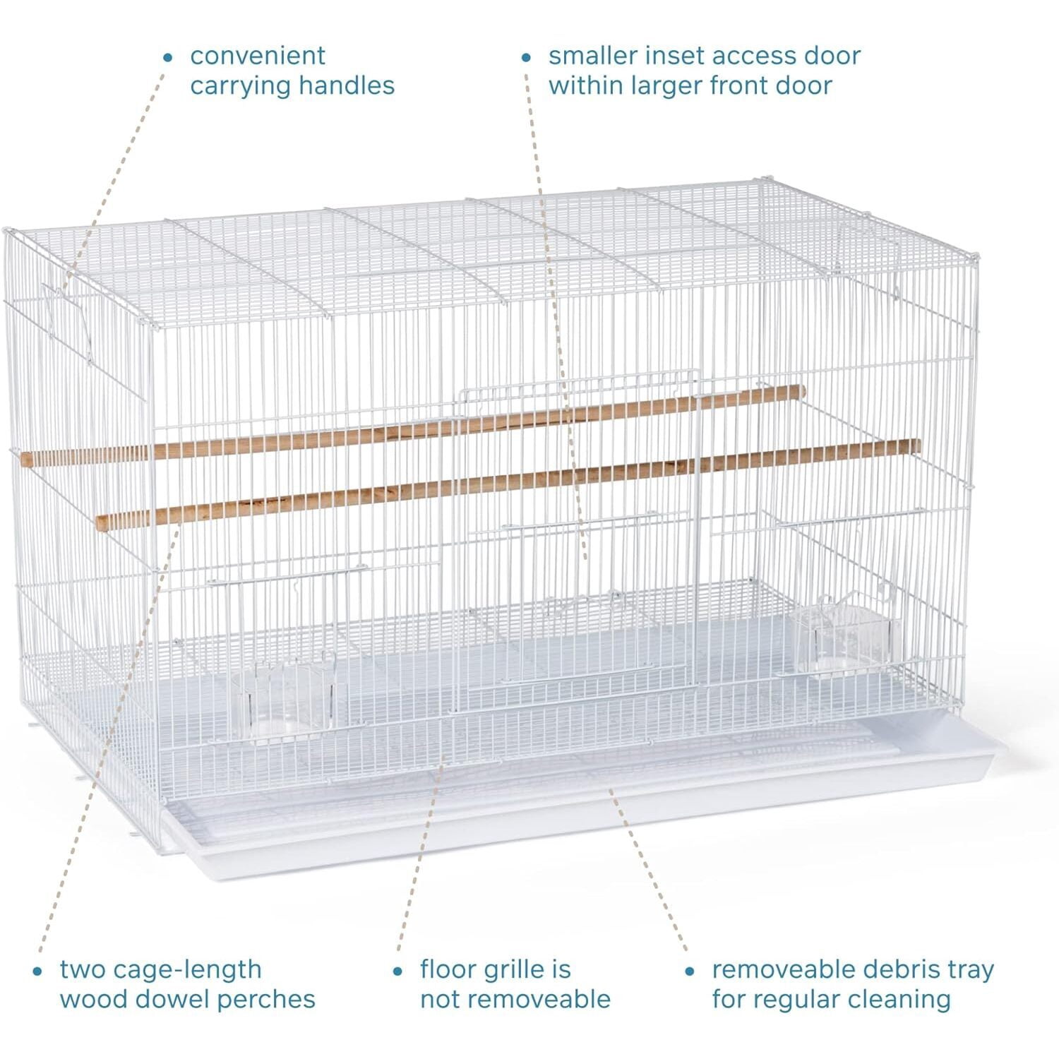 HomeStock Medieval Moods Flight Bird Cage with Castle-Inspired Design, Spacious Interior, Durable Construction, and Ample Room for Birds to Fly, Play-Color:White