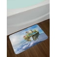 thumbnail image 2 of Fantasy Bath Mat, Island with Dragon Castle Tower Waterfall and Flipped Mountain In Space Image, Non-Slip Plush Mat Bathroom Kitchen Laundry Room Decor, 29.5 X 17.5 Inches, Green and Blue, Ambesonne, 2 of 2