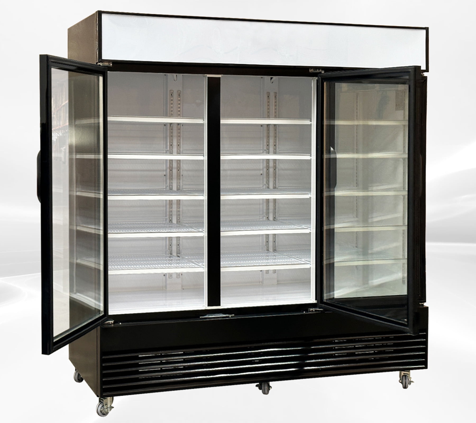 78 Inch Commercial 3 Glass Door Merchandiser Refrigerator 69 Cu Ft Beverage Display Cooler NSF ETL Certified Black