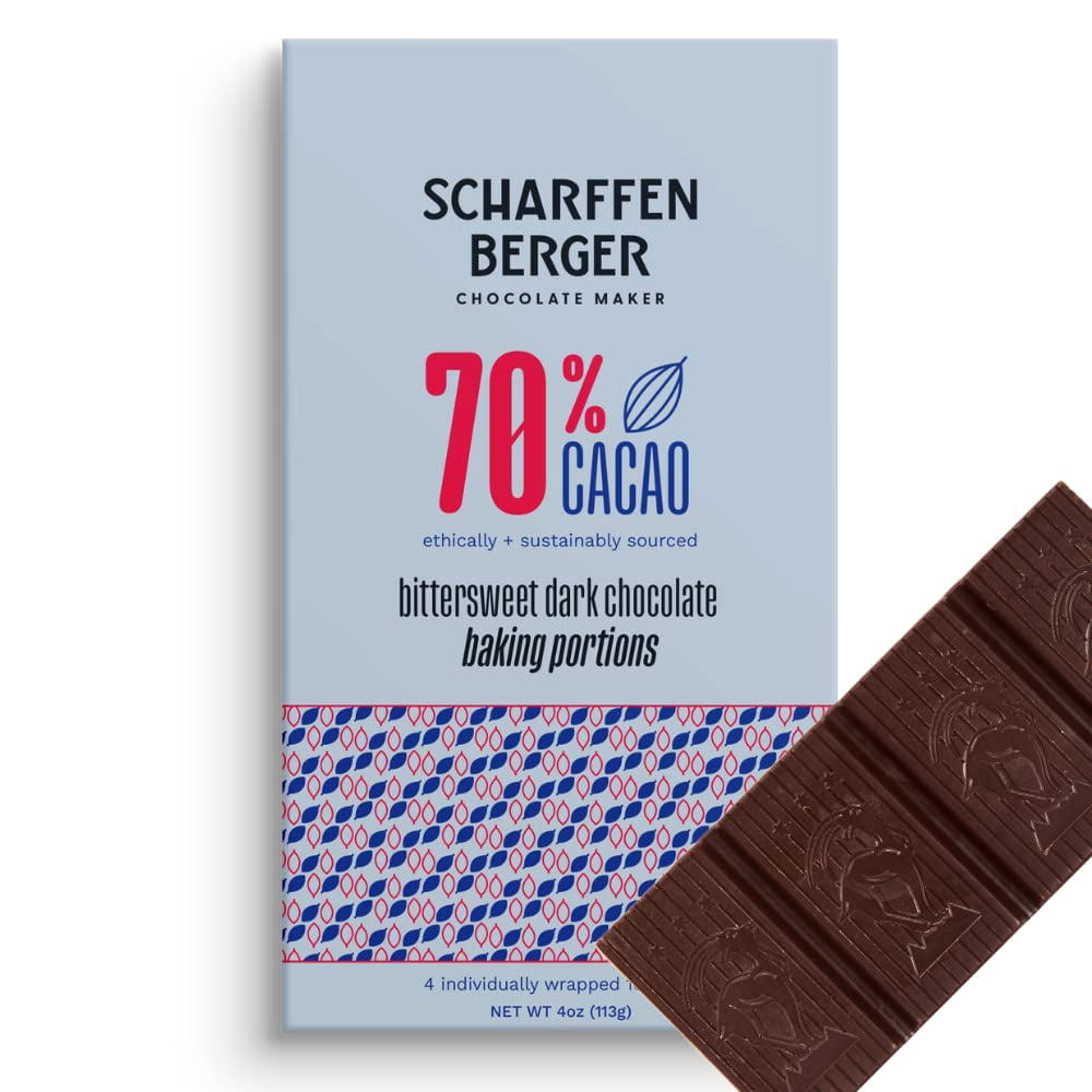 Scharffen Berger 2207916 4 oz 70 Percent Baking Portions Cacao Dark Chocolate - Pack of 12