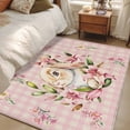 thumbnail image 4 of 3'x5' Rug for Living Room Bedroom, Spring Easter Bunny Washable Area Rugs Non-Slip Carpet Mats, Pink Buffalo Plaid Farmhouse Tulips Indoor Low Pile Area Rug Runner for Kitchen, Mudroom, 4 of 8