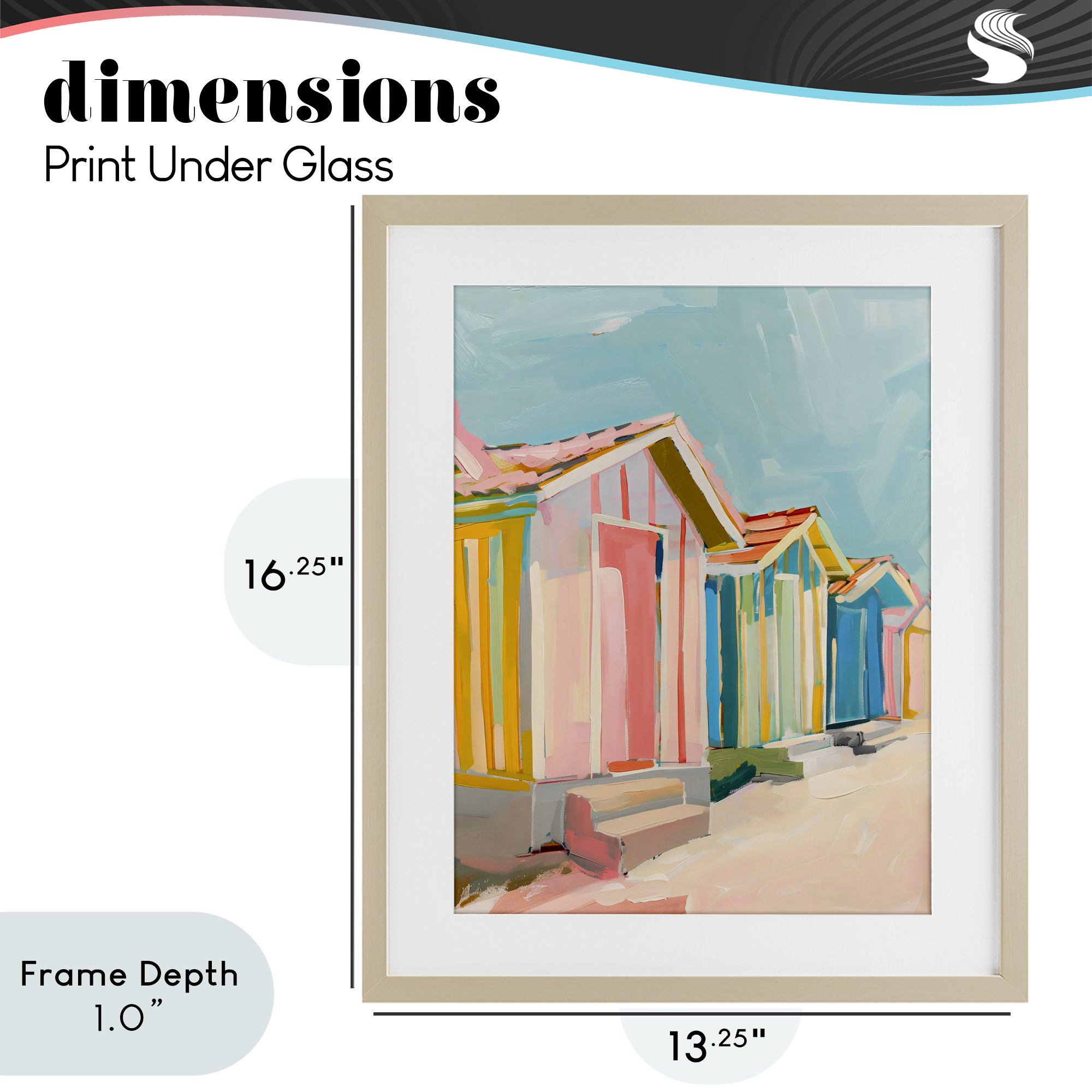 Stupell Industries Striped Beach Bungalows Birch Framed Print Under Glass, design by The Prints Vibe