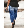thumbnail image 2 of Women's Plus Size Mid-Waist Straight Leg Ripped Denim Jeans Long Pants, 2 of 3
