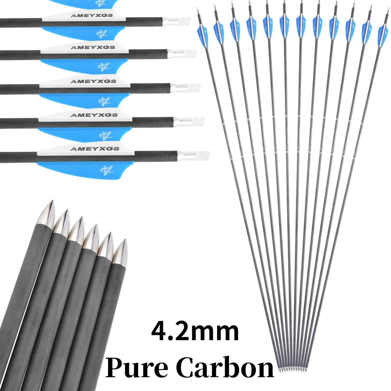 30 Inch Pure Carbon Arrow Shafts, 340/400/500/600 Spine, 6.2mm ID - DIY Archery, 6/12/24pcs
