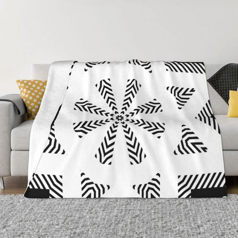 Black White Geometry Blanket, Fluffy Soft Cozy Blanket Flannel