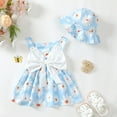 thumbnail image 2 of Kucnuzki Infant Baby Girl Clothes 12 Months Spring Summer Dress 18 Months Sleeveless Cute Daisy Prints Bowknot Sundress Hat 2PCS Set Blue 12-18 Months, 2 of 7