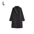 thumbnail image 3 of Jumpingount Mujeres de doble botonadura Casual temperamento sólido otoño cuello en V abrigo largo abrigos de longitud media chaqueta de viaje en casa Abrigos y chamarras Negro L Jumpingount AP013339-06, 3 of 6