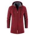 thumbnail image 4 of Men Solid Color Hooded Jacket Windbreaker Mid-length Casual Coat, 4 of 9