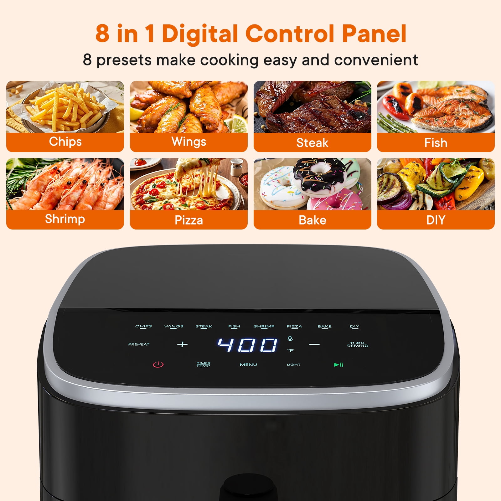JIOABL 4 Qt Compact Air Fryer, 4-in-1 Air Fry Bake Roast Reheat, Dishwasher-Safe, Black