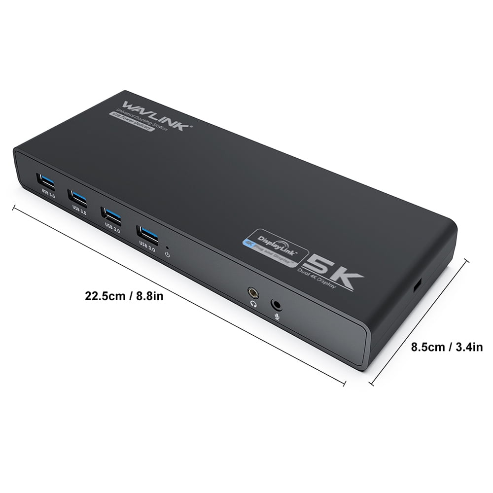 WAVLINK USB 3.0 Universal Laptop Docking Station with 65W Power Delivery, USB C 5K/ Dual 4K Dock Dual Monitor with 2 x HDMI & 2 DisplayPort, Gigabit Ethernet, 6 USB 3.0, Audio/Mic for Windows Mac OS