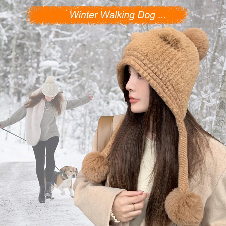 Holzlrgus Women Winter Sherpa Beanie Hats Knit Ear Flaps  display picture 1
