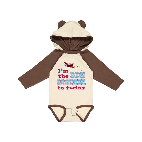 Inktastic I'm the big brother to twins. Boys Long Sleeve Baby Bodysuit