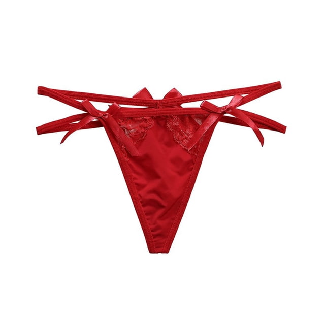 Pxiakgy sous-Vêtements de Mode pour Femmes String en Maille Transparente Ruban Rouge + L