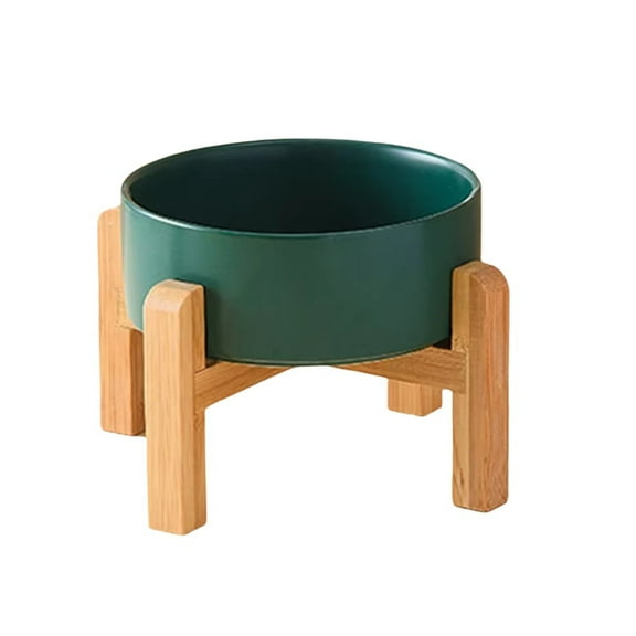 HOT Big Dogs Bowl Double Ceramic Elevated Pet Food Water Feeders Small Medium Large Dog Feeding Supplies with Wooden Stand C