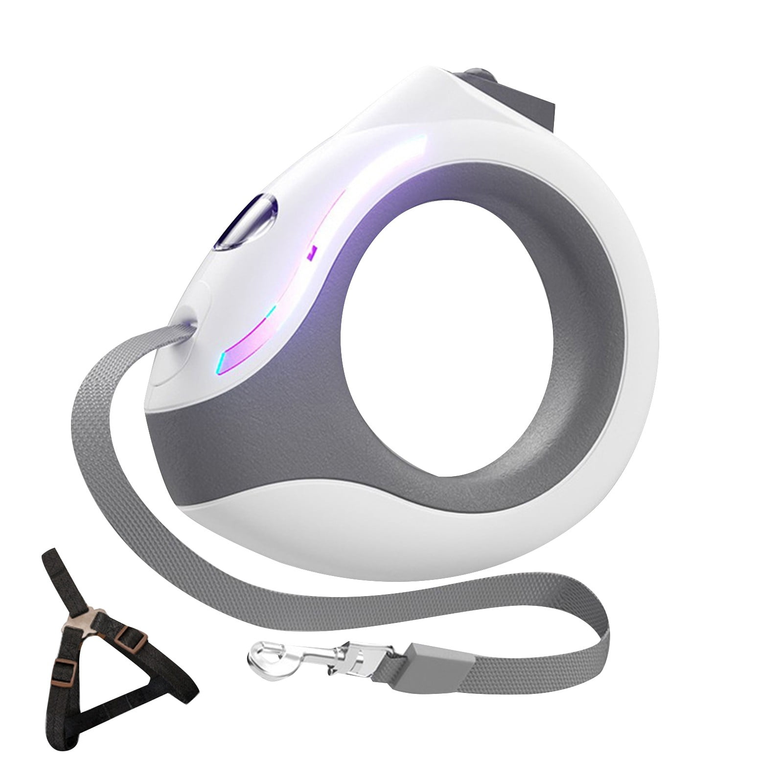 Handsfree Dog Leash Led Dog Leash Retractable Dog Leash with Flashlight Rechargeable 118in Round Handle Dog Leash with Lock Ergonomic Breathing Light Dog Leashes