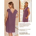 thumbnail image 5 of Ekouaer Womens Nightgown Nightshirt Birthing Gown V Neck Nursing Short Sleep Wear Taro Purple, 5 of 7