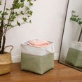 thumbnail image 2 of Cube Storage Bins, Collapsible Fabric Storage Cubes Bins, 11 Inch Cube Storage Bins with Handles, Foldable Storage Cubes (White/Green, 6Pack), 2 of 12