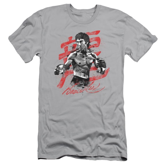 Bruce Lee Ink Splatter S/S Adult 30/1 T-Shirt Silver