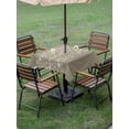 thumbnail image 4 of Outdoor Tablecloths with Umbrella Hole & Zipper, Japanese 54x54 Inch Square Tablecloths, Grey Simple Traditional Flowers Leaves Pattern Waterproof Table Cloth, Patio/Pool/Picnic Table Covers, 4 of 8