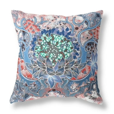 Amrita Sen Vase SunFlower Matches Suede Zippered Pillow with Insert Sky Blue Pink