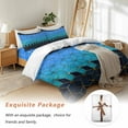 thumbnail image 7 of Abstract Stereo Art Bedding Duvet Cover Set Queen Size 4 Pieces Modern Blue Mottled Gradient Bedding Set with Zipper Closure, 1 Comforter Cover 90x92 Inches 1 Flat Sheet & 2 Pillow Cases, 7 of 7
