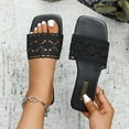 thumbnail image 4 of ShiShine Women's Crochet Slide Sandals Square Toe Flat Slip On Comfortable Casual Dressy Summer Shoes, 4 of 8