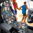 thumbnail image 4 of FUIALDOLG Front Seat Towel Cover Machine Washable Microfiber, Compatible with Van Suv, for Cars Trucks SUVs, Dark Blue Floral Print, 4 of 7