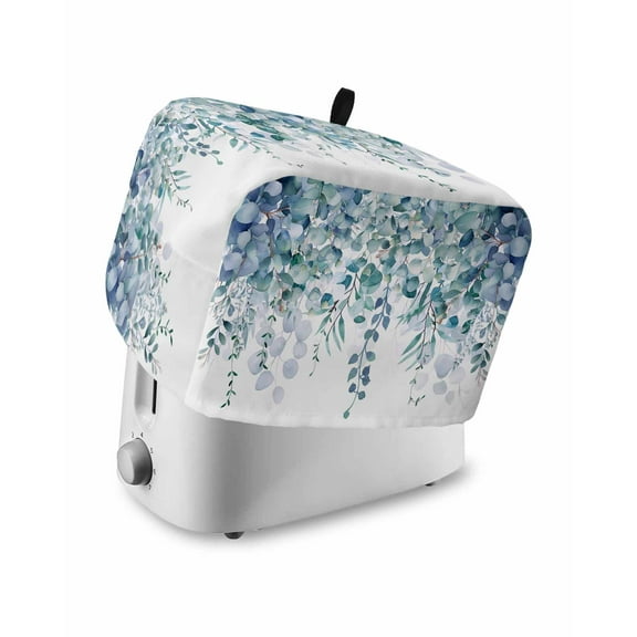 Fsddascl Teal Blue Eucalyptus Leaves Small Toaster Cover 2 Slice, Kitchen Appliance Covers, Spring Floral Summer Botanical Toaster Oven Cover with Loop, Bread Machine Cover Dust Cover Protection