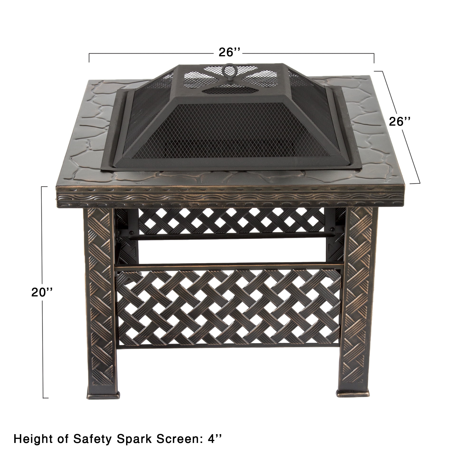 Pure Garden 26-Inch Outdoor Fire Pit with Screen, Cover, and Poker (Bronze)