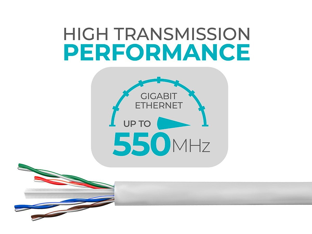 Monoprice 250FT Cat6 Bulk Bare Copper Ethernet Cable UTP Solid Riser Rated (CMR) 500MHz 23AWG -