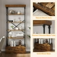 thumbnail image 5 of 81.3" Bookshelf with Storage Drawer, Tall Bookcase w/Metal Frame, 5 Tier Vintage Bookshelf Industry Display Storage Shelf for Office Living Room Library Bedroom, 5 of 7