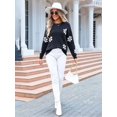 thumbnail image 5 of Womens Cute Flower Sweater Oversized Crewneck Knit Pullover Top Ribbed Knit Winter Outfits Jumper Tops, 5 of 8