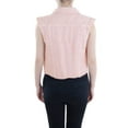 thumbnail image 2 of Womens Distressed Denim Button Up Sleeveless Crop Vest, Pink, Medium, 2 of 5