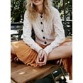 thumbnail image 4 of Women's Cable Knit Sweater Long Sleeve Round Neck Solid Color Button Down Cropped Cardigan Outwear, 4 of 5