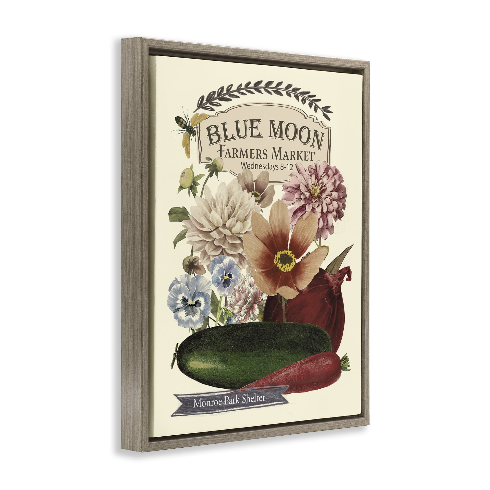 Stupell Industries Vintage Country Farmers Market Plants & Flowers Painting Brown Floater Framed Canvas Art Print Wall Art, 17 x 21