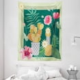 thumbnail image 1 of Cactus Tapestry, Succulent Plants Hibiscus Flowers Palm Monstera Boho Foliage Art, Wall Hanging for Bedroom Living Room Dorm Decor, 60W X 80L Inches, Pale Orange Pink, by Ambesonne, 1 of 2