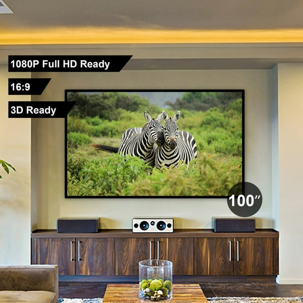 100" inch 169 Portable Fabric Matte White Screen Projector Projection